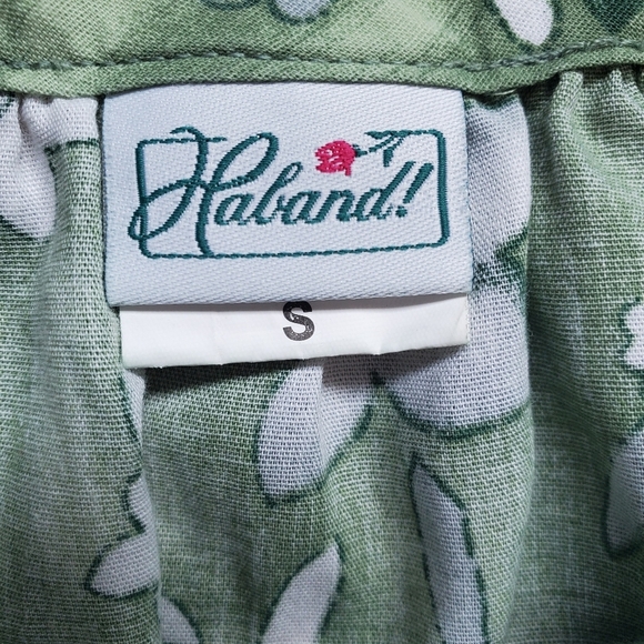 Haband Floral Green Dress with Ruffle Hem Size Small Vtg - Picture 3 of 9